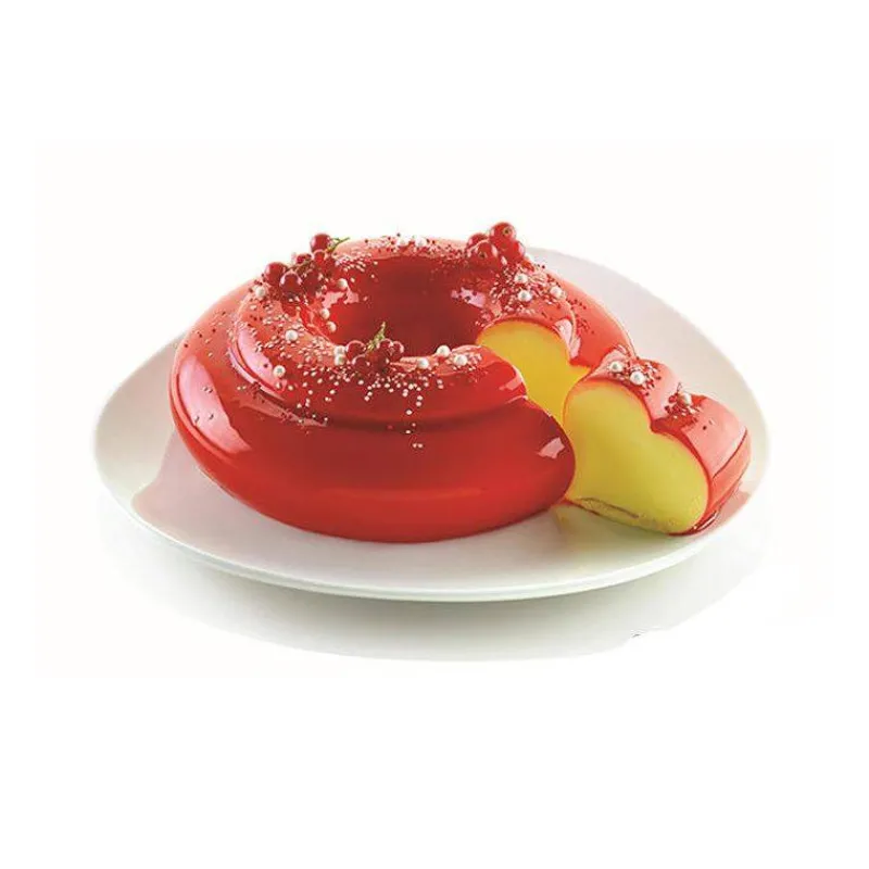 Moules Silikomart | Moules À Gâteaux Silicone-SilikoMart ABBRACIO Moule rond découpe coeur en silicone 3Design D22 cm