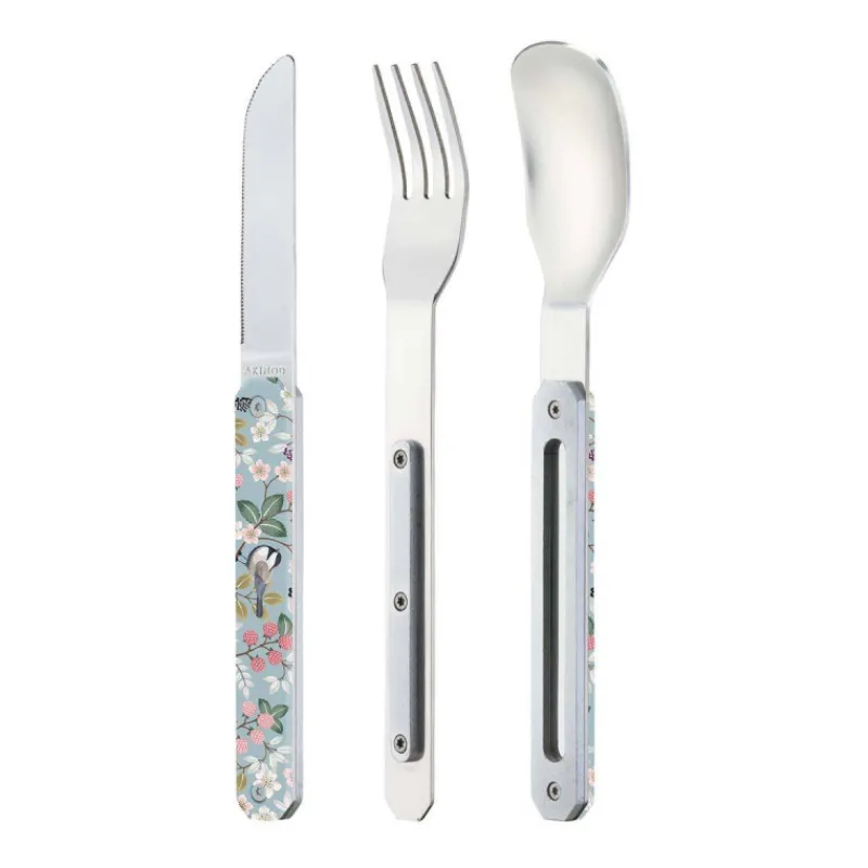 Couverts Nomades-AKINOD 12H34 Set de 3 couverts inox nomades FLEURS GOURMANDES