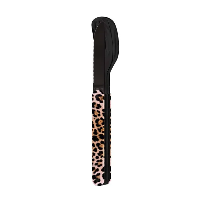 Couverts Nomades-AKINOD 12H34 Set de 3 couverts inox nomades LEOPARD finition Black