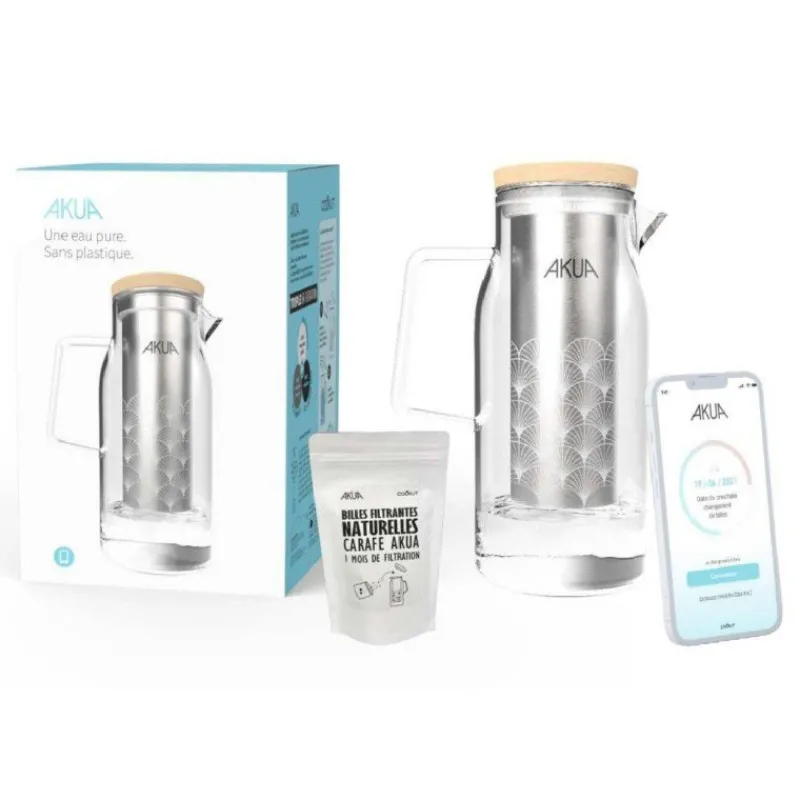 Carafes À Eau-COOKUT AKUA Carafe filtrante en verre 1.2 L - CARAFE EN VERRE SEULE