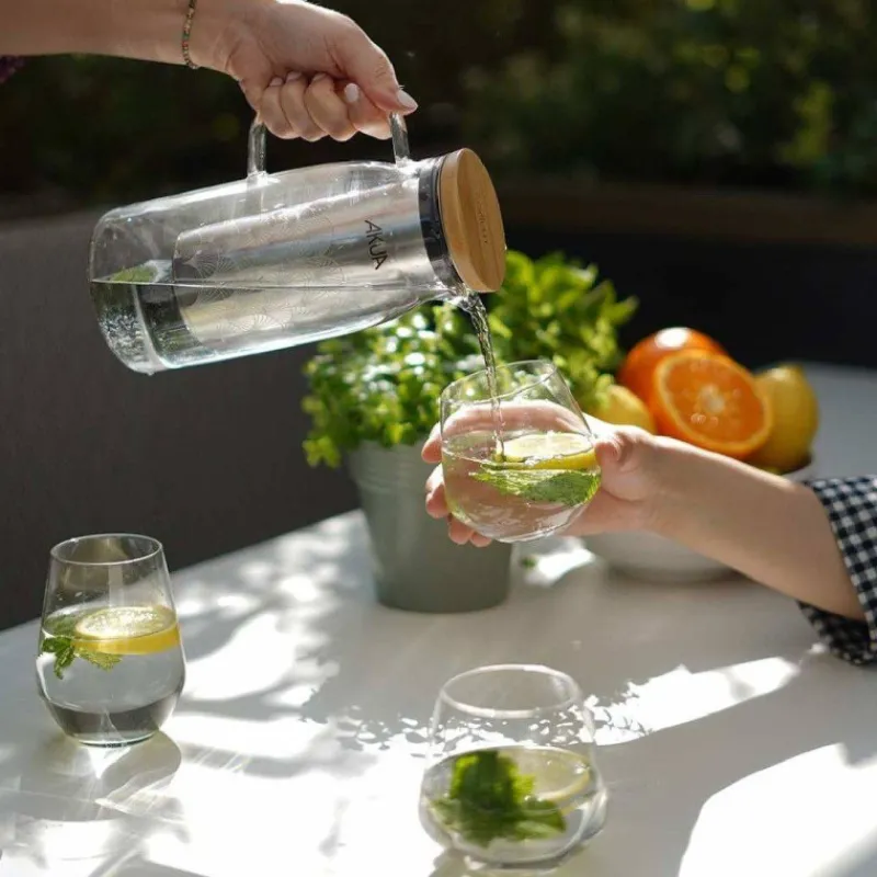 Carafes À Eau-COOKUT AKUA Carafe filtrante en verre 1.2 L - CARAFE EN VERRE SEULE