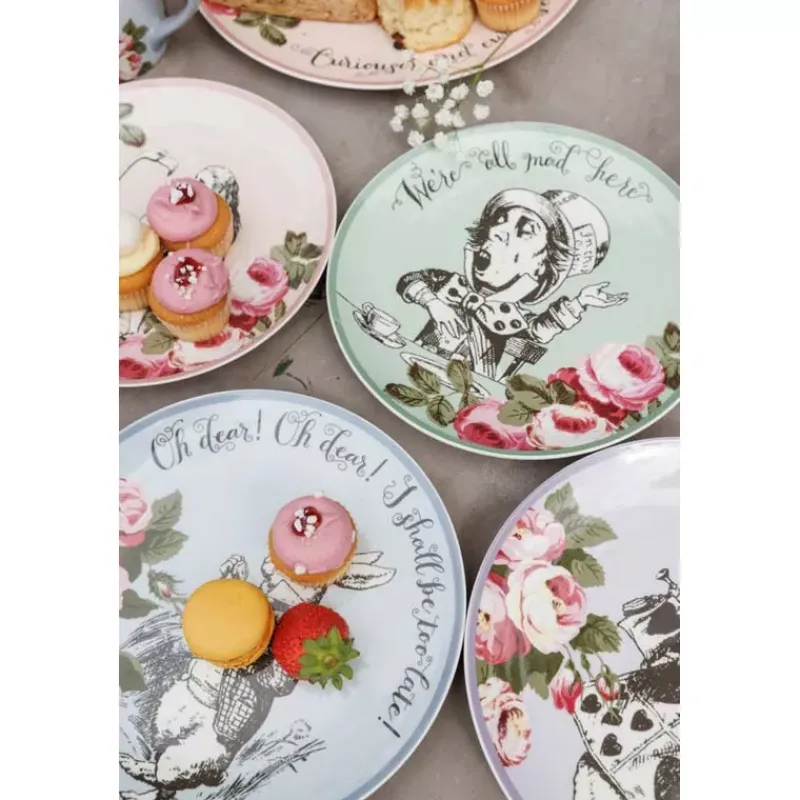 Assiettes À Desserts-Kitchen Craft ALICE IN WONDERLAND  Assiette à dessert en porcelaine D21cm KitchenCraft Les 4 dans un coffret cadeau