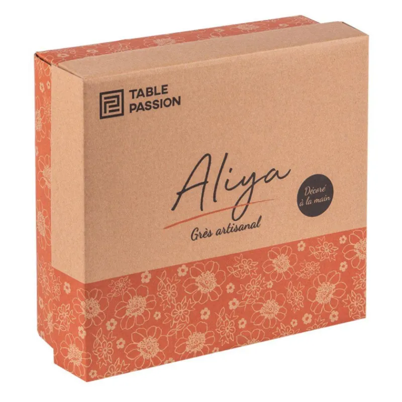 Mugs-TABLE PASSION ALIYA Coffret Mugs Grès Orange 30cl - Les 4