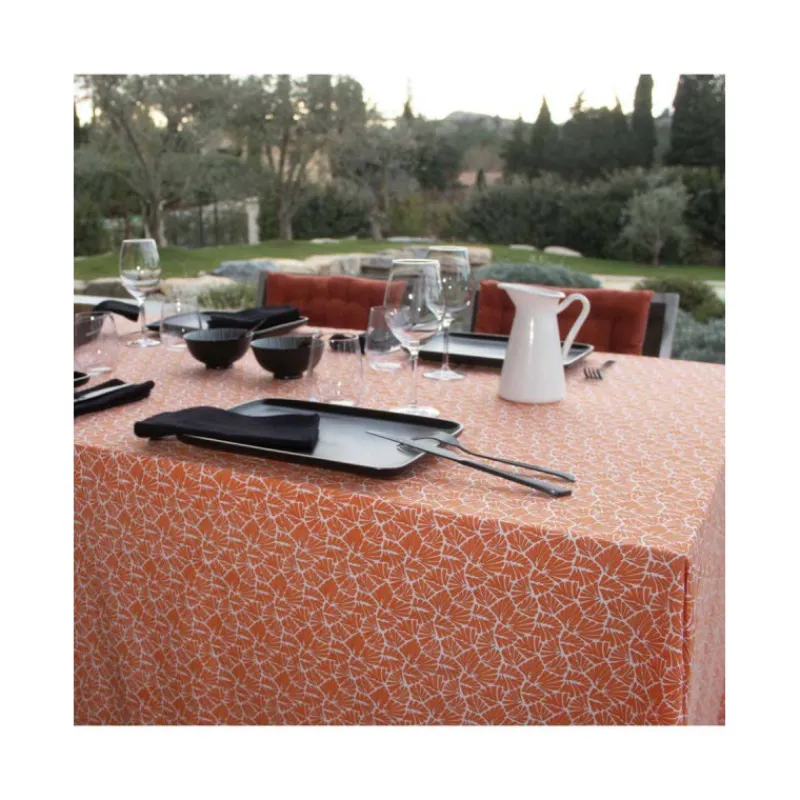 Nappe Table Rectangulaire-Sud Etoffe ANTIBES Nappe 100% coton enduit 200X150 Burnt orange