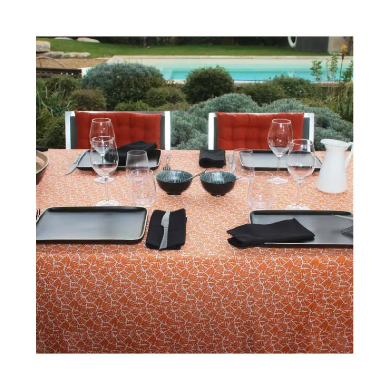Nappe Table Rectangulaire-Sud Etoffe ANTIBES Nappe 100% coton enduit 250X150 Burnt orange