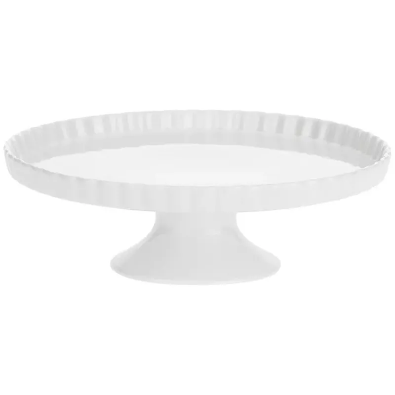 Plats À Gâteaux-PORCELLANA BIANCA AREZZO Plat de service sur pied en porcelaine D 29 cm