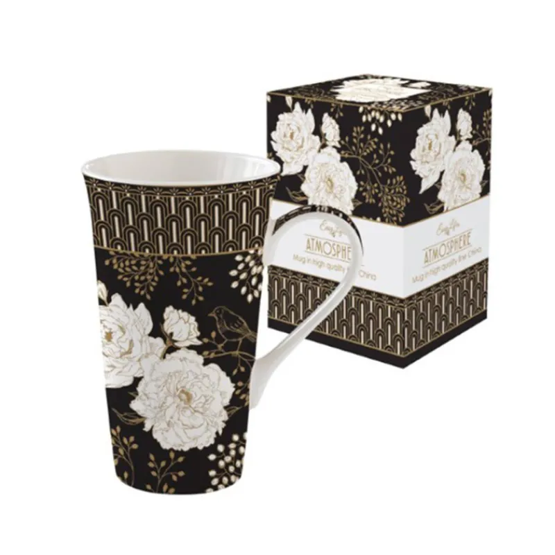 Mugs-Easy Life ART DECO FLOWERS Coffret Mega mug 60 cl porcelaine