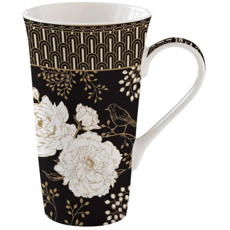 Mugs-Easy Life ART DECO FLOWERS Coffret Mega mug 60 cl porcelaine