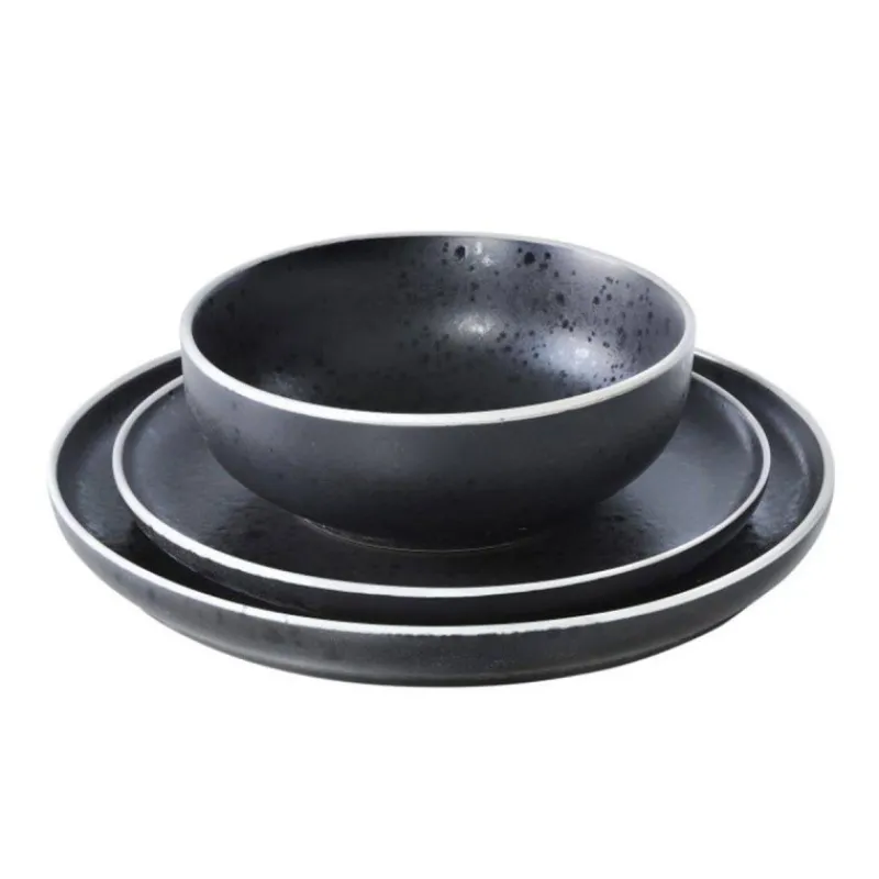 Assiettes À Desserts-Mu00e9dard de NOBLAT ASTER GRANIT Assiette à Dessert en Grès Médard de NOBLAT D21.5 Noir  SC