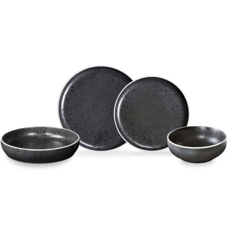 Assiettes À Desserts-Mu00e9dard de NOBLAT ASTER GRANIT Assiette à Dessert en Grès Médard de NOBLAT D21.5 Noir  SC