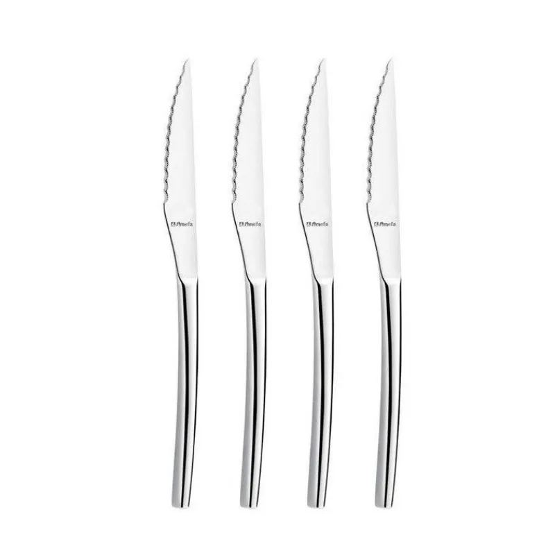 Couteaux À Steak | Couteaux-Amefa AURORA Standing Coffret 4 couteaux Steak Gris Magnet SC