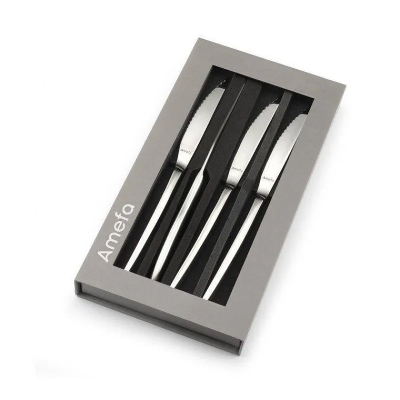 Couteaux À Steak | Couteaux-Amefa AURORA Standing Coffret 4 couteaux Steak Gris Magnet SC