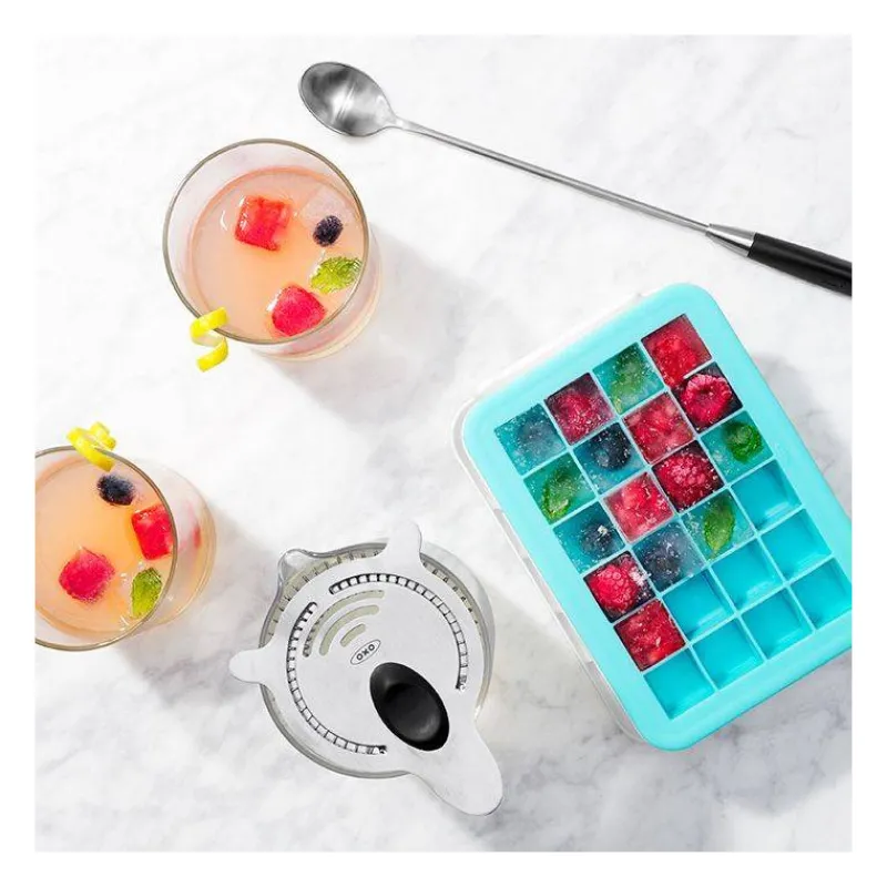 Bacs À Glaçons-OXO Bac à glaçons en silicone petits cubes cocktail avec couvercle