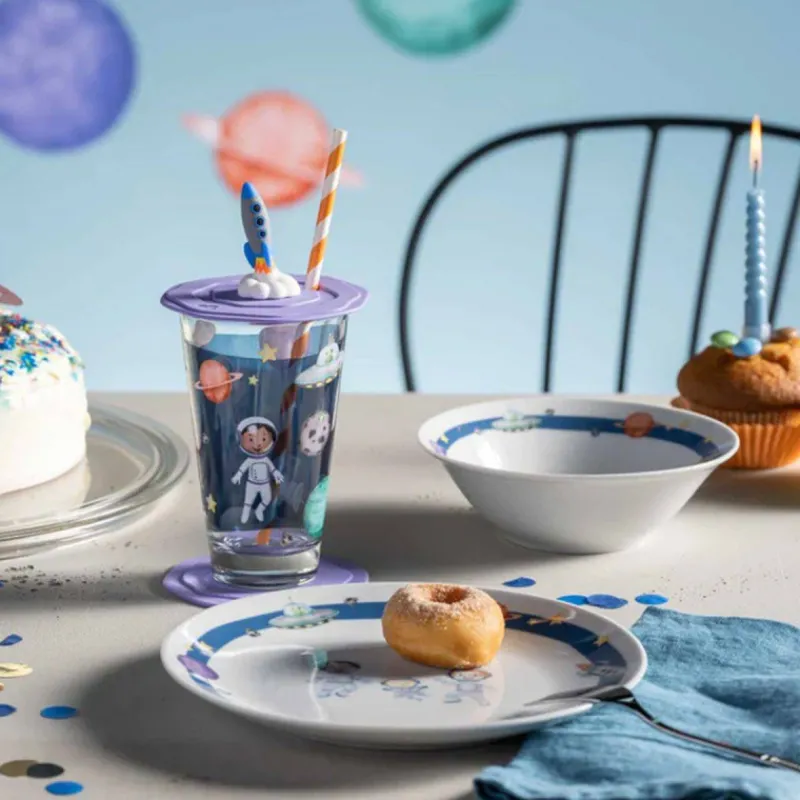 Verres Et Tasses Pour Enfants-LEONARDO BAMBINI Couvercle en silicone ESPACE D9 cm Bleu  SC