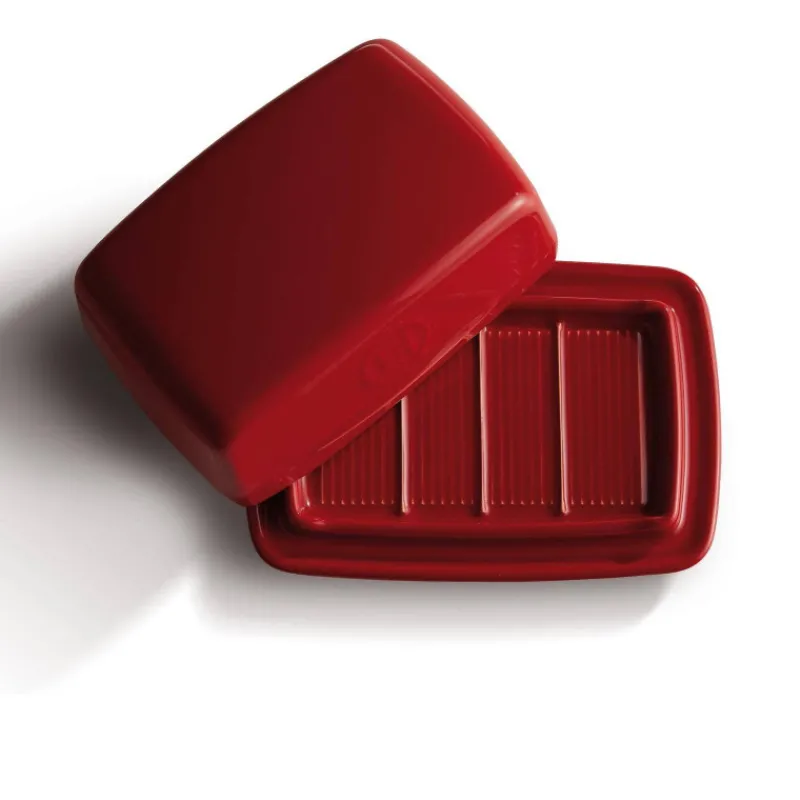 Beurriers | Beurriers Pour La Table-Emile HENRY Beurrier avec couvercle en céramique Rouge Grand cru