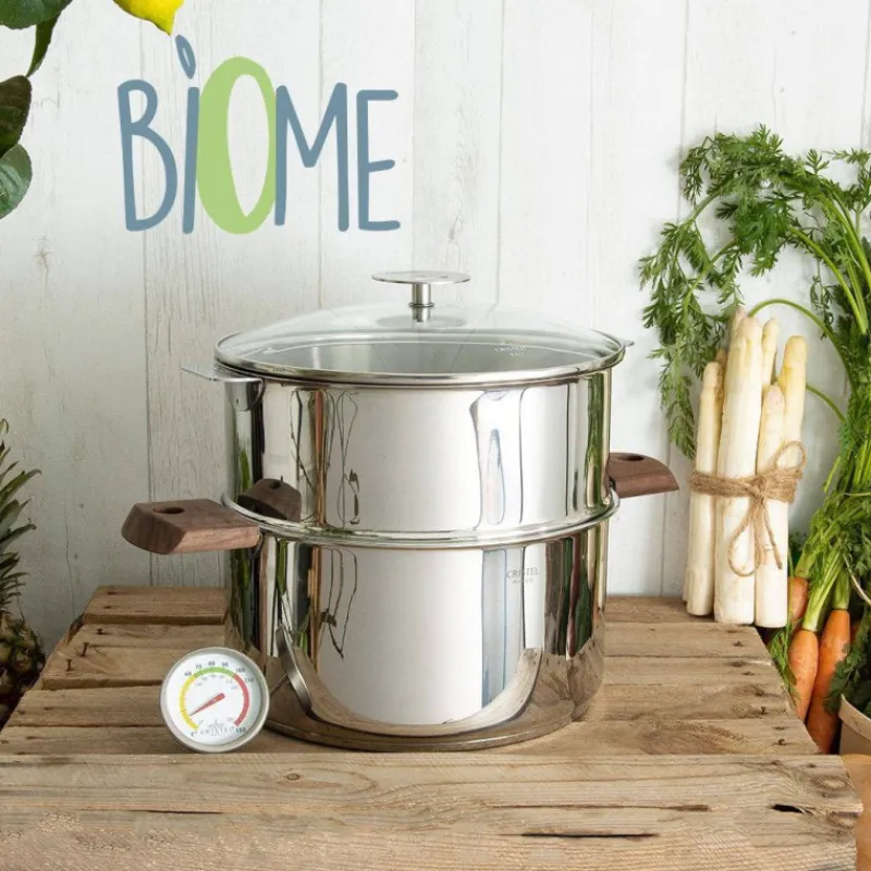 Cuits Vapeur Inox | Cuiseurs Vapeur Simples 1 Niveau-CRISTEL BIOME Cuisson Saine Ensemble Cuit vapeur amovible avec Thermostat D24