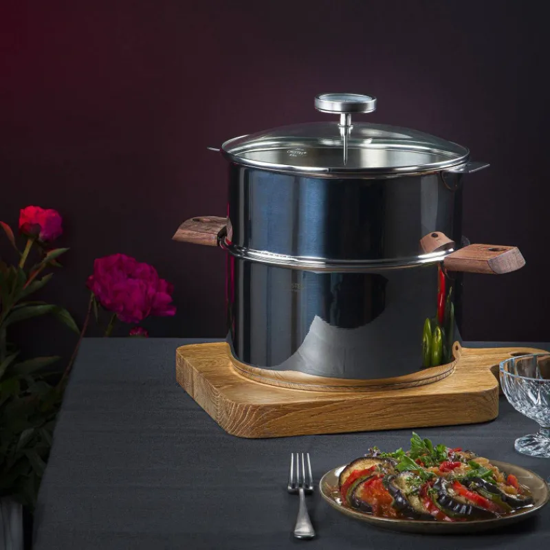 Cuits Vapeur Inox | Cuiseurs Vapeur Simples 1 Niveau-CRISTEL BIOME Cuisson Saine Ensemble Cuit vapeur amovible avec Thermostat D24