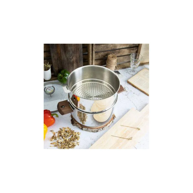 Cuits Vapeur Inox | Cuiseurs Vapeur Simples 1 Niveau-CRISTEL BIOME Cuisson Saine Ensemble Cuit vapeur amovible avec Thermostat D24
