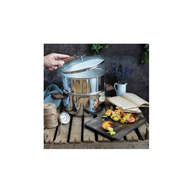 Cuits Vapeur Inox | Cuiseurs Vapeur Simples 1 Niveau-CRISTEL BIOME Cuisson Saine Ensemble Cuit vapeur amovible avec Thermostat D20 HETRE