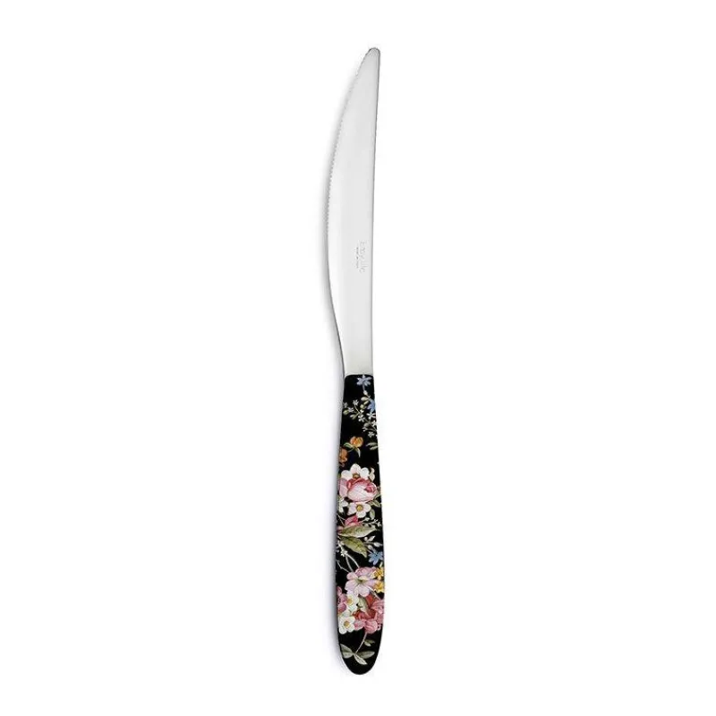 Couteaux-Easy Life BLOOMING Couteau de table inox avec poignée décorée Noir SC