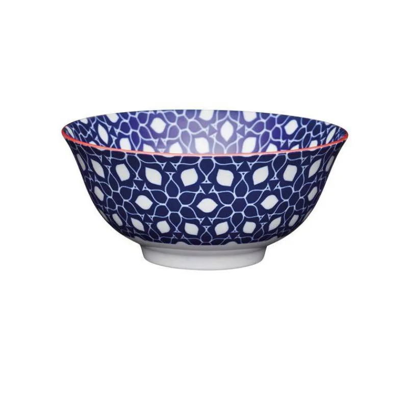 Coupes À Glace Et Desserts | Bols-Kitchen Craft Bol coupelle en grès D15 700 ml Floral Géo Bleu