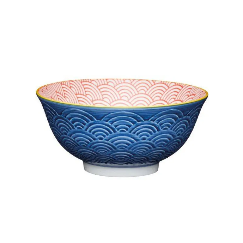 Coupes À Glace Et Desserts | Bols-Kitchen Craft Bol coupelle en grès D15 700 ml Floral Géo Bleu rouge