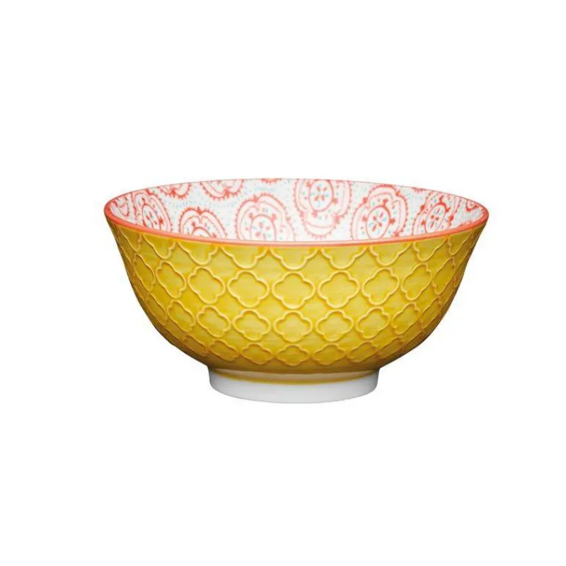 Coupes À Glace Et Desserts | Bols-Kitchen Craft Bol coupelle en grès D15 700 ml Floral Géo Jaune rouge