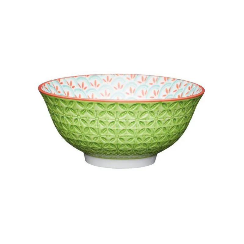Coupes À Glace Et Desserts | Bols-Kitchen Craft Bol coupelle en grès D15 700 ml Floral Géo Vert orange