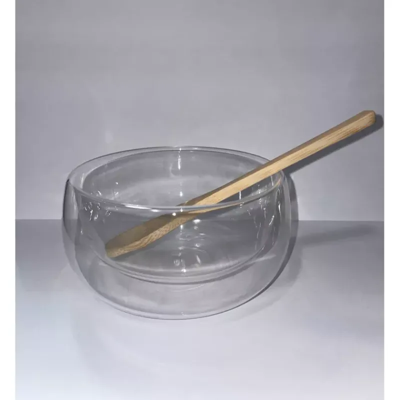 Bols-MASTRAD Bols à double paroi NUTS avec cuillère en bambou lot de 2