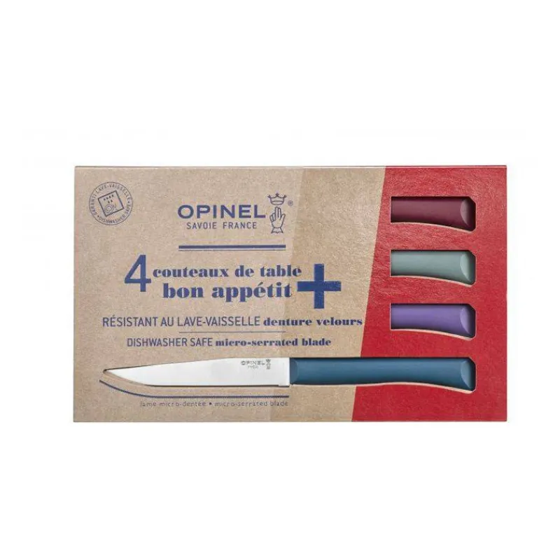 Couteaux À Steak | Couteaux-OPINEL BON APPETIT PLUS Coffret de 4 Couteaux de  table microdentée steak   Glam 4 couleurs