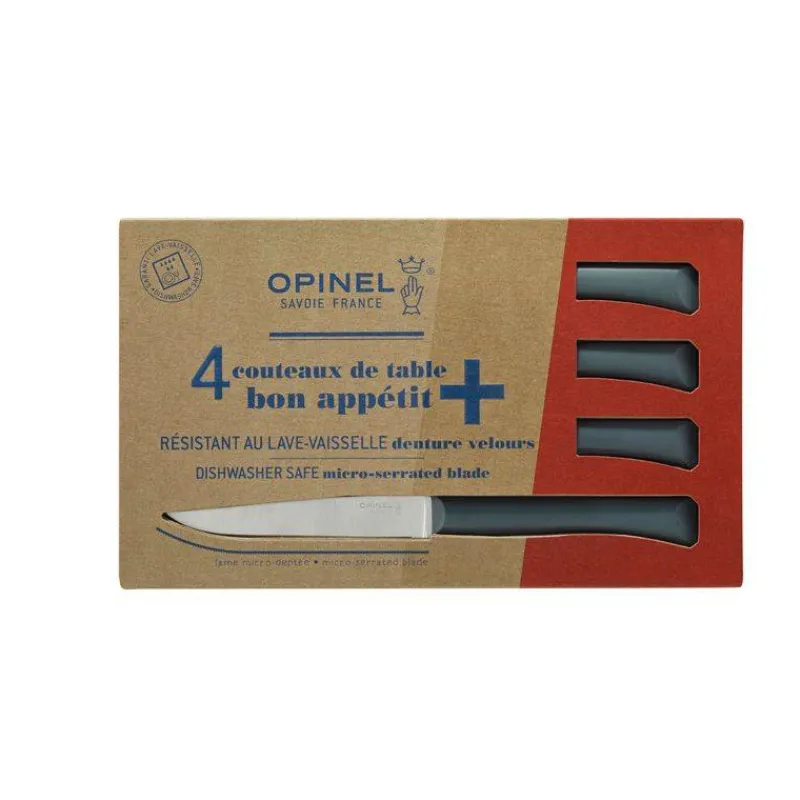 Couteaux À Steak | Couteaux-OPINEL BON APPETIT PLUS Coffret de 4 Couteaux de  table microdentée steak   GRIS