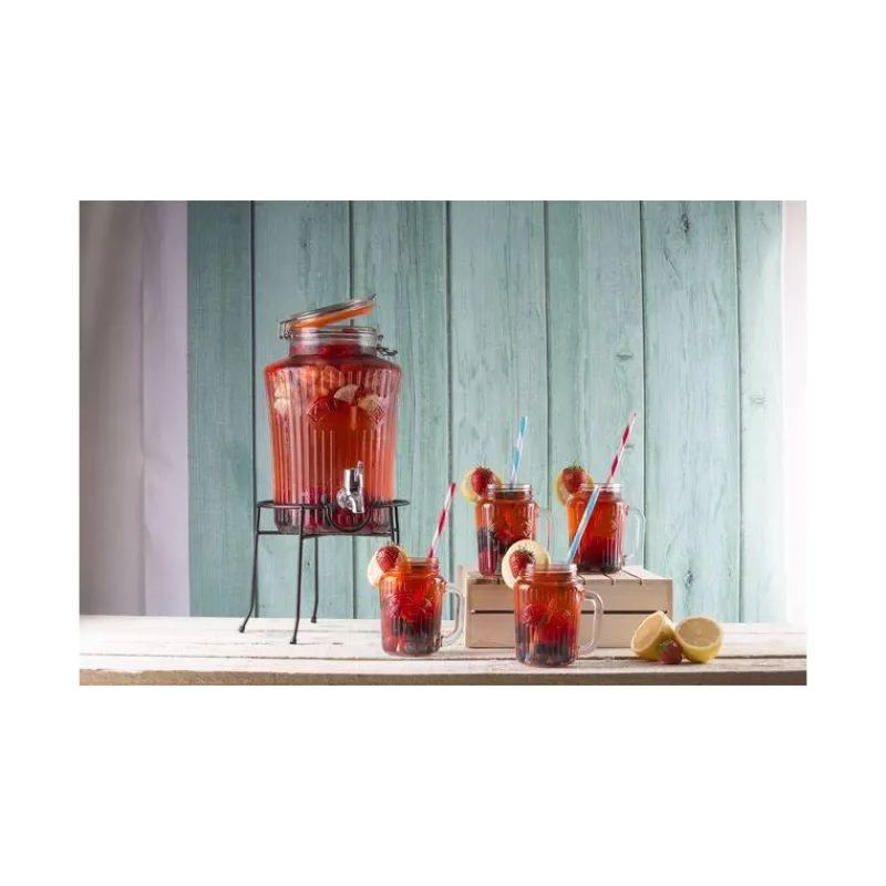 Bonbonnes À Punch-Kilner Bonbonne en verre strié avec robinet jus punch rhum arrangé 5 L