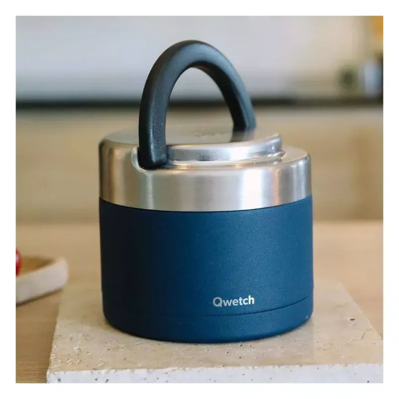 Boites Repas Isothermes-Qwetch Boîte repas isotherme double paroi en Inox 850 ml Bleu nuit