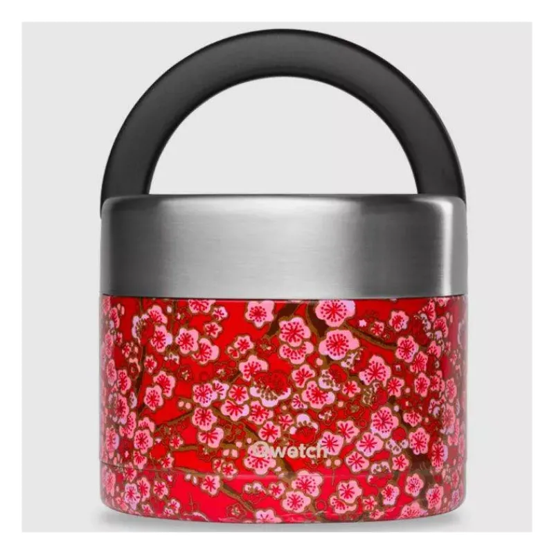 Boites Repas Isothermes-Qwetch Boîte repas isotherme double paroi en Inox 850 ml Fleurs Rouge