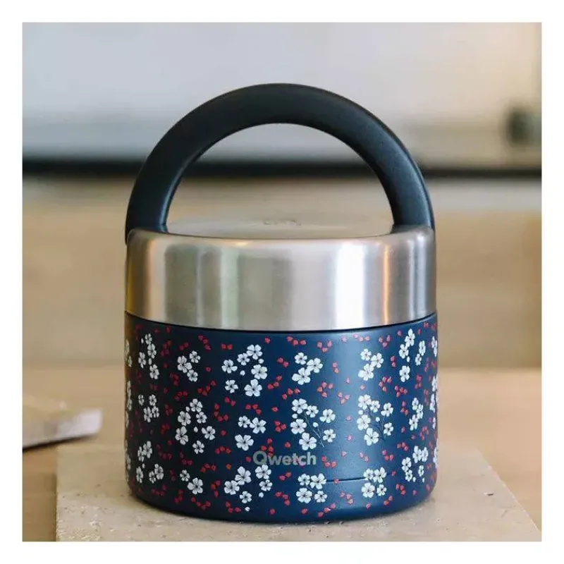 Boites Repas Isothermes-Qwetch Boîte repas isotherme double paroi en Inox 850 ml Hanami Bleu