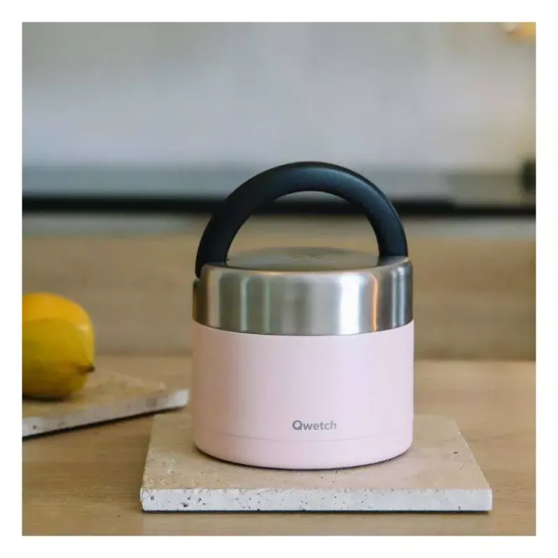 Boites Repas Isothermes-Qwetch Boîte repas isotherme double paroi en Inox 850 ml Rose pastel