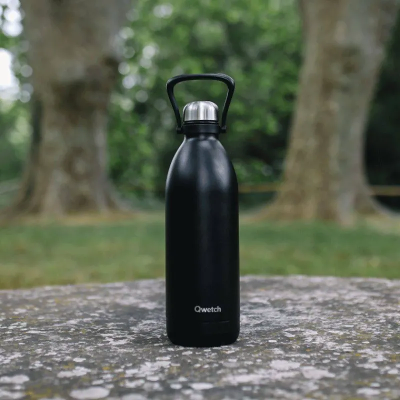 Gourdes Isothermes Et Mugs-Qwetch Bouteille isotherme double paroi en Inox avec poignée TITAN 1.5 L Noir Mat