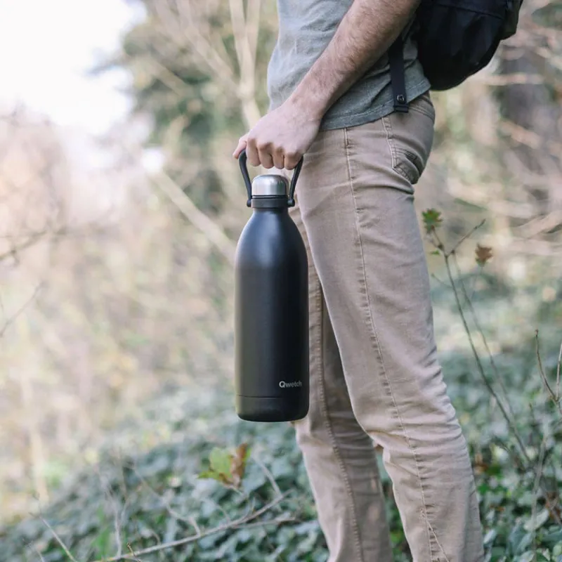 Gourdes Isothermes Et Mugs-Qwetch Bouteille isotherme double paroi en Inox avec poignée TITAN 1.5 L Noir Mat