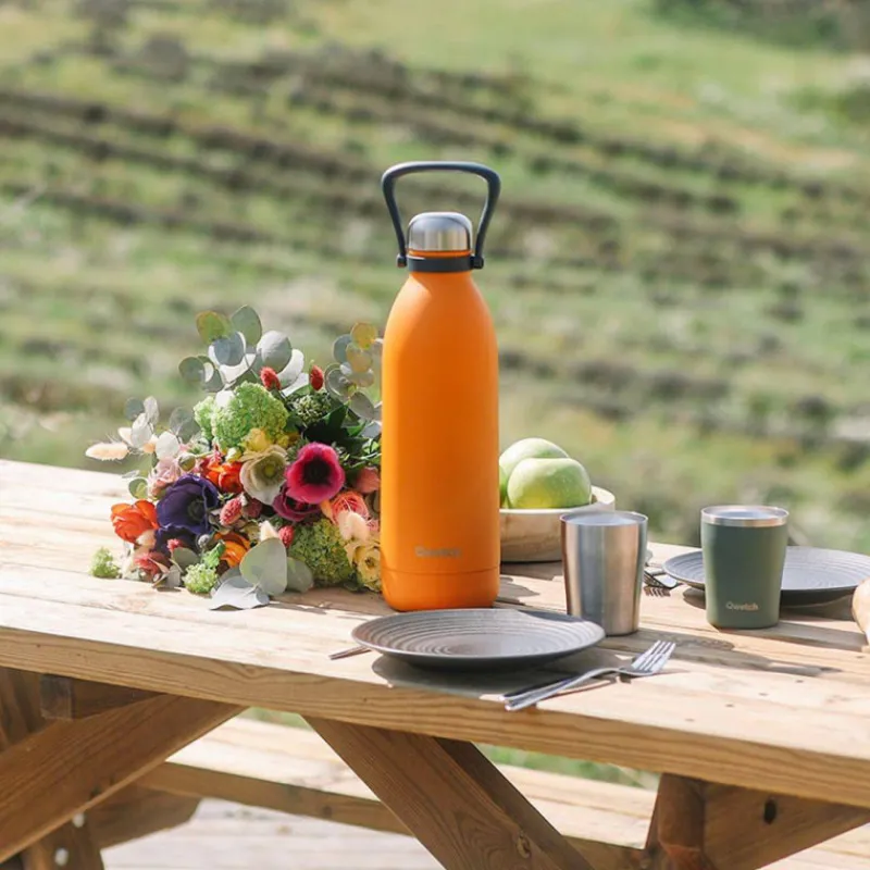 Gourdes Isothermes Et Mugs-Qwetch Bouteille isotherme double paroi en Inox avec poignée TITAN 1.5 L Orange Pop