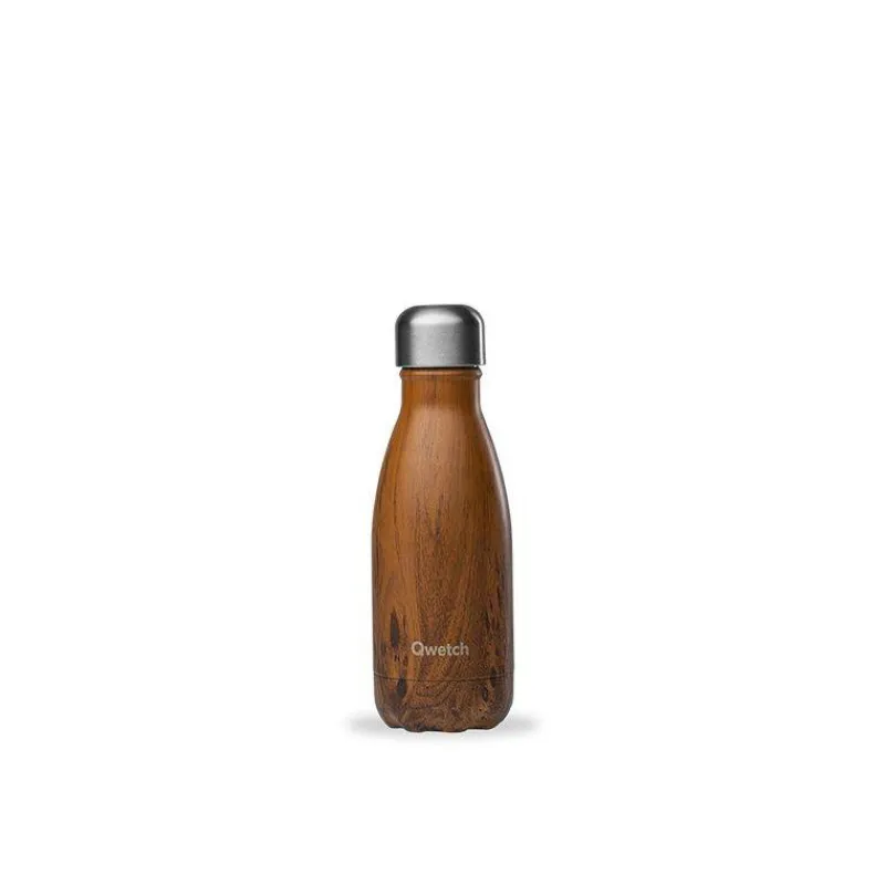 Gourdes Isothermes Et Mugs-Qwetch Bouteille isotherme double paroi en Inox 260 ml Bois