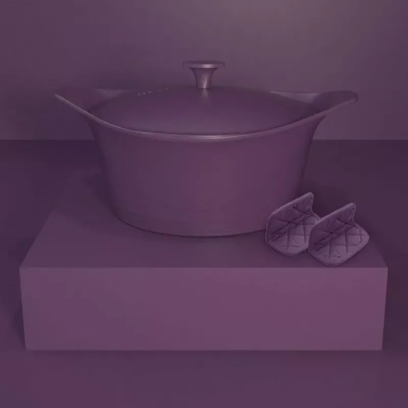 L'incroyable Cocotte Cookut-COOKUT Bouton Poignée de couvercle en aluminium ovale pour L´incroyable Cocotte - Violet Prune
