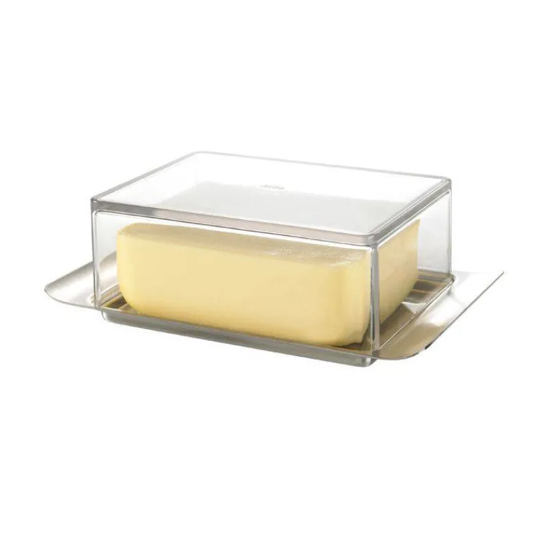 Beurriers | Beurriers Pour La Table-GEFU Brunch Beurrier plateau Inox et cloche Acryl 250gr