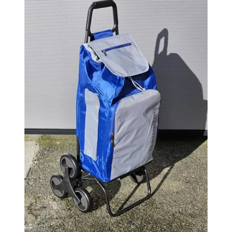 Poussettes De Marché-SIDEBAG BUGGY Poussette de marché Chariot de courses 6 roues Bleu Gris