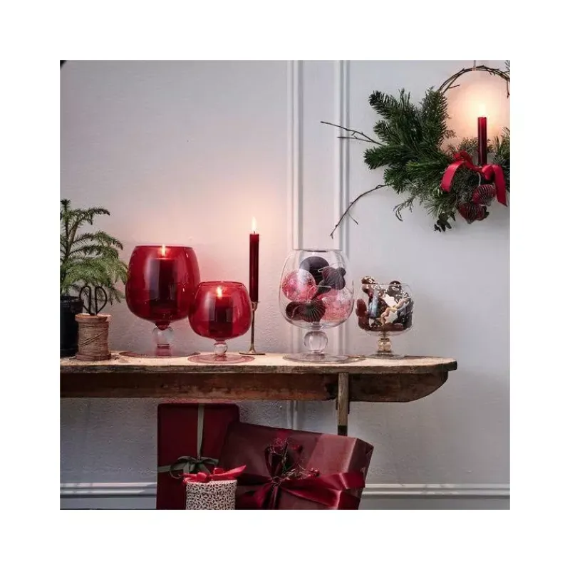 Vases-LEONARDO CALDO Bougeoir Coupe Haute Balle Photophore en Verre sur Pied SC