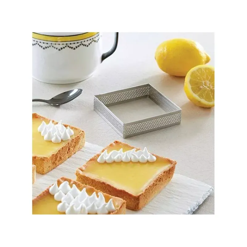 Cercles À Tarte-Patisse Carré à tarte Inox perforé H 2 cm 7 x 7 cm