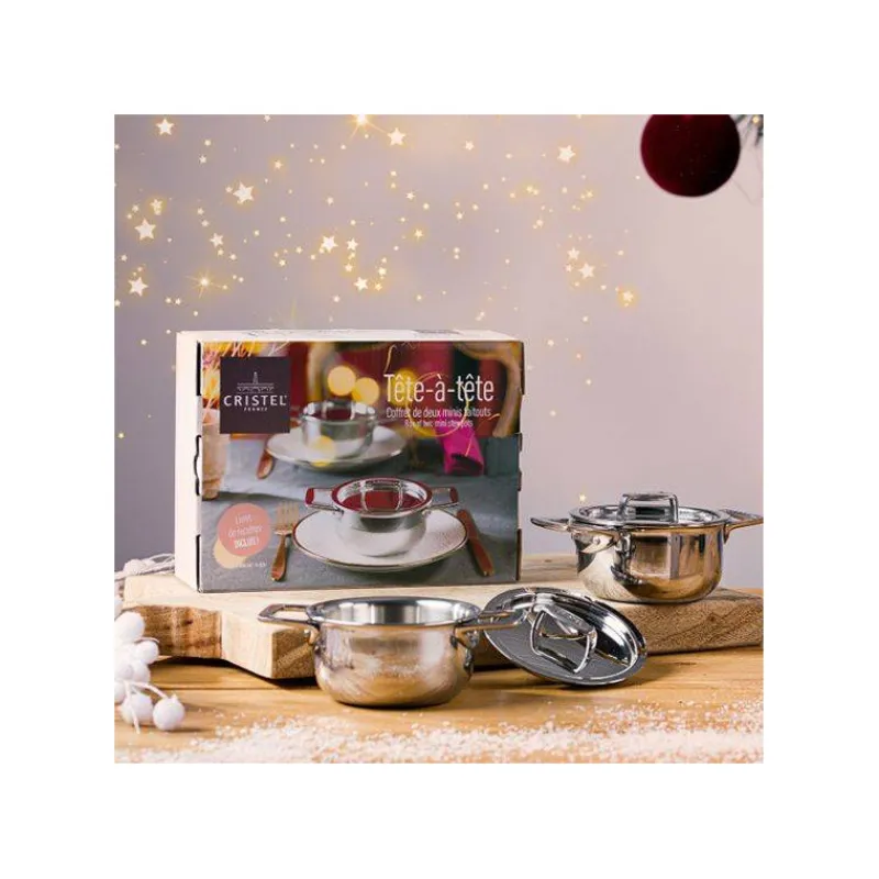 Faitouts-CRISTEL Castel´Pro Set Tête à tête 2 Mini Faitouts 10 cm avec Livre de recettes