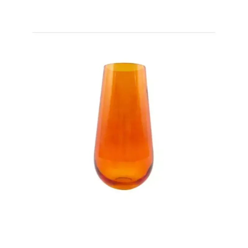 Vases-Point Virgule Centre de table Bougeoir Photophore Vase en Verre Orange D17.5 cm