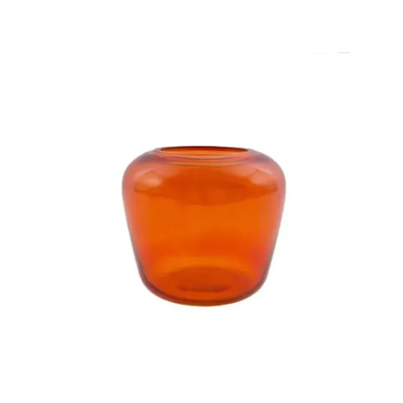 Vases-Point Virgule Centre de table Bougeoir Photophore Vase en Verre Orange D20 cm