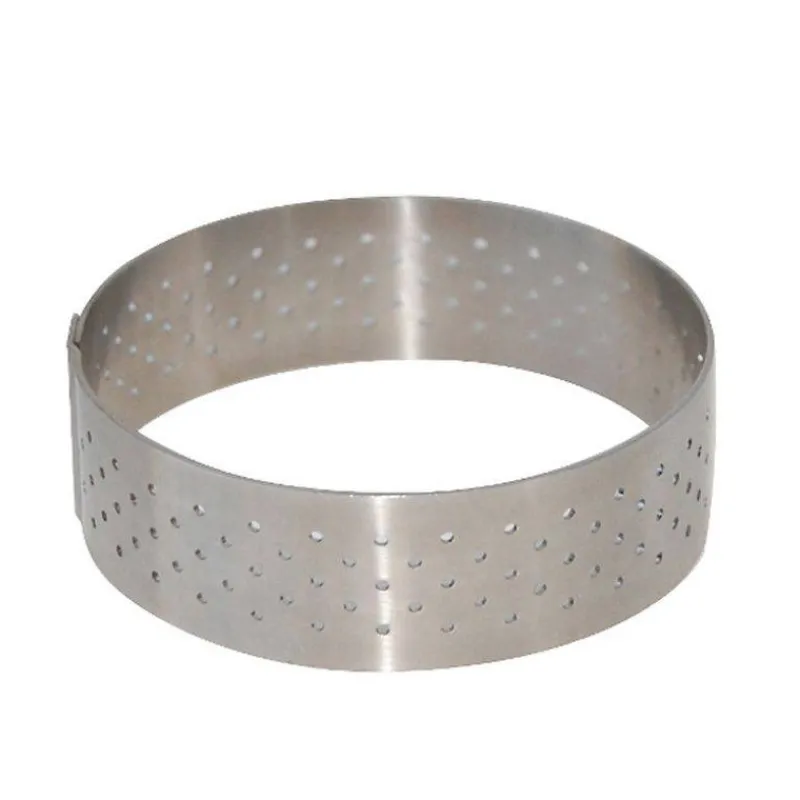 Cercles À Tarte-De Buyer Cercle à tarte Inox perforé Bord Ourlé H 2 cm D 8 cm