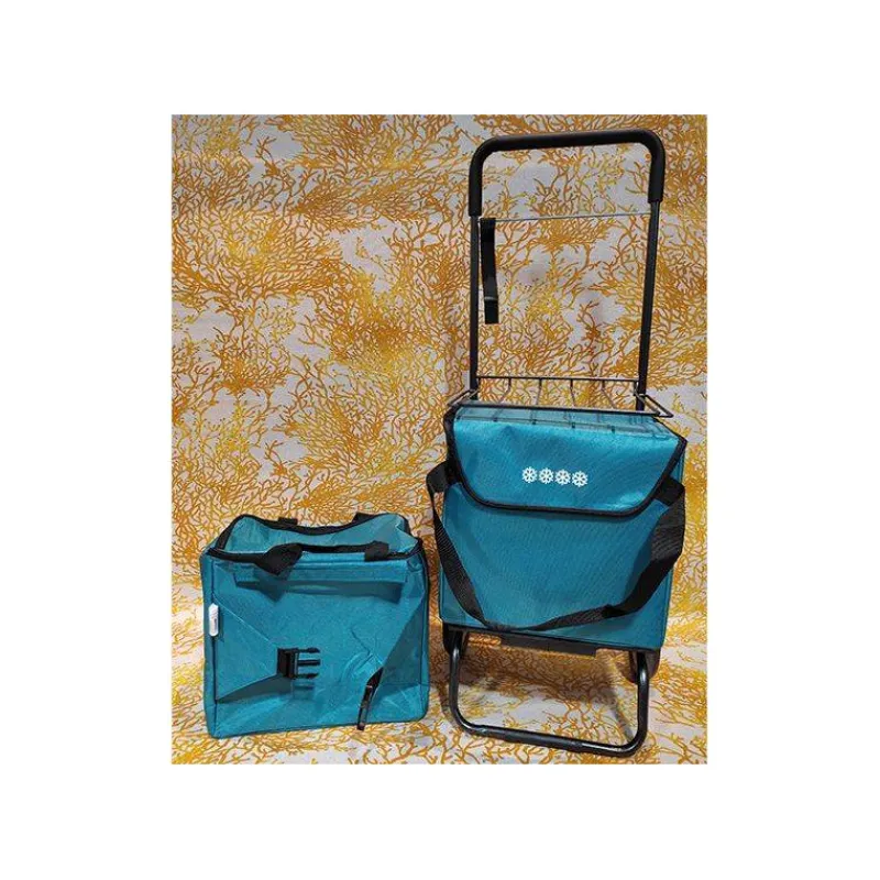 Poussettes De Marché | Chariots Et Paniers Isothermes-SIDEBAG Chariot double MODULO Poussette de marché de courses 2 roues Bleu canard
